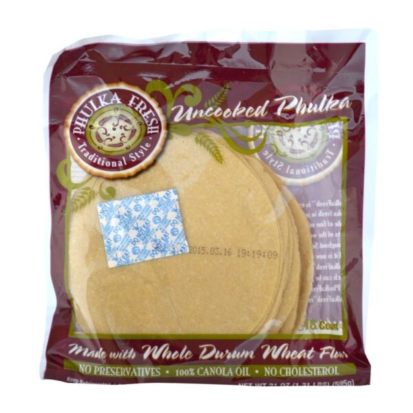 Phulka Fresh-Uncooked Phulka Roti 18 Count (595g, 21oz)
