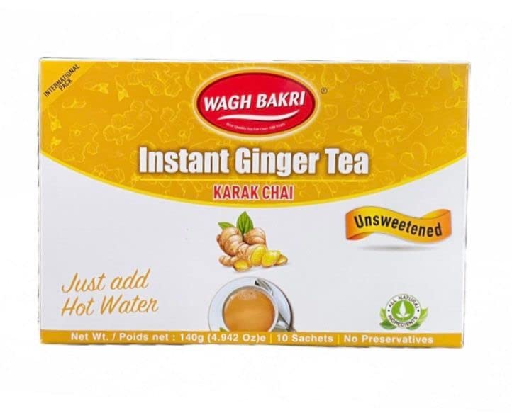 Wagh Bakri Instant Ginger Tea  10 Sachets (Unsweetened) (140g  4.94Oz)