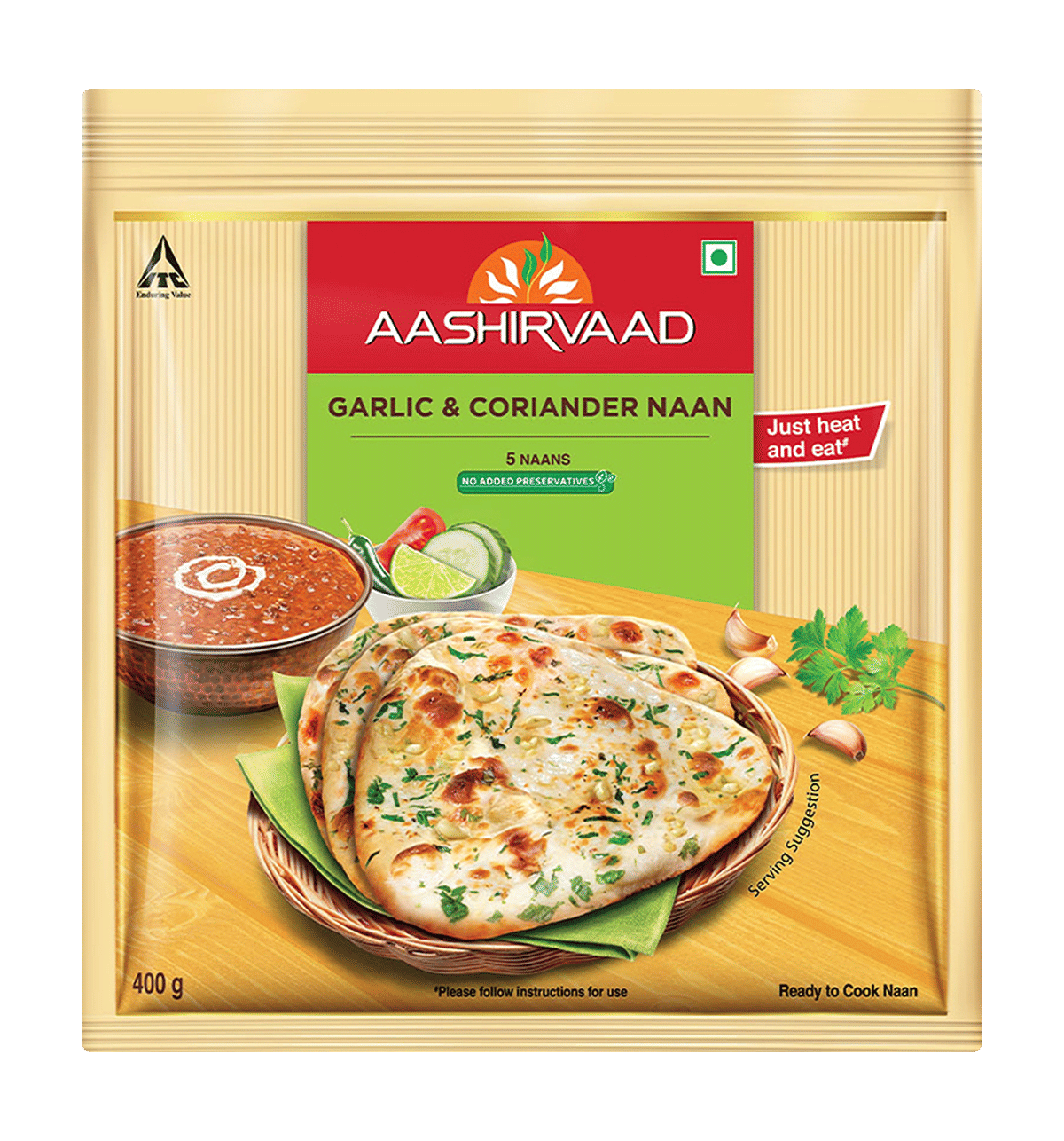 Aashirvaad Garlic Coriander Naan (400g 14oz)